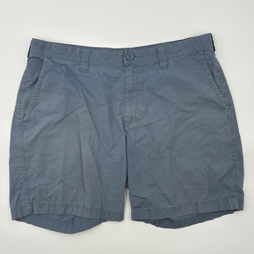 Columbia Washed Out Shorts Mens 36 Blue Cotton Chino Flat Front 8" Inseam AM4471